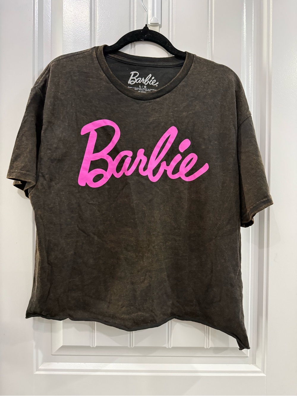 Barbie Black Tee with Hot Pink Script Logo